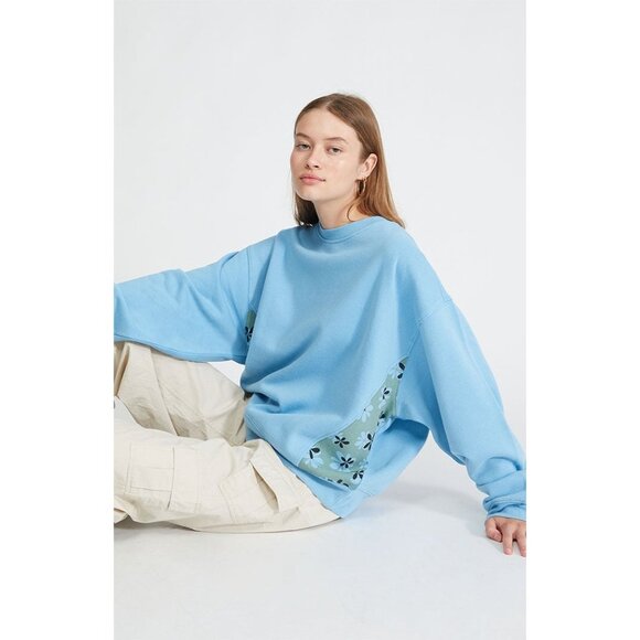 PacSun Womens Blue Chair Lift Cozy Crew Neck Sweatshirt - Picture 1 of 7